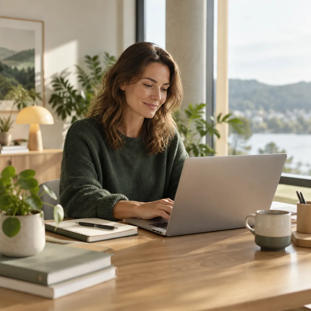 An employee taking part in a digital programme at their laptop