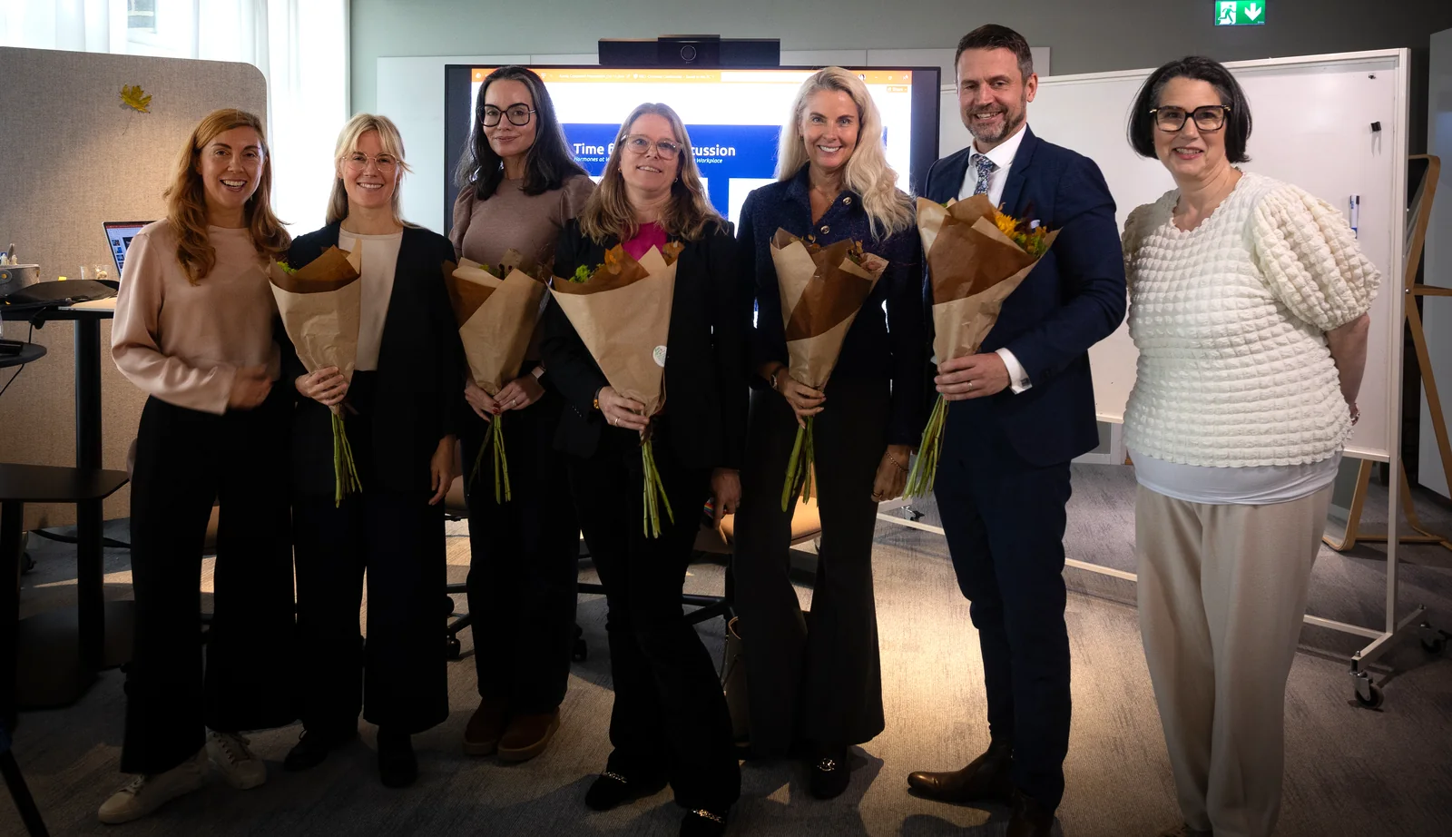 Aumla tillsammans med Capgeminis ledningspanel efter föreläsningen